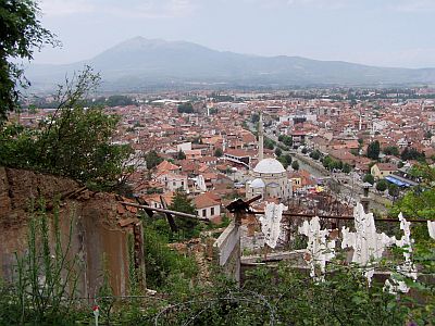 Blick auf das Zentrum von Prizren von der Festung