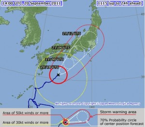 Taifun Roke: Erwartete Route