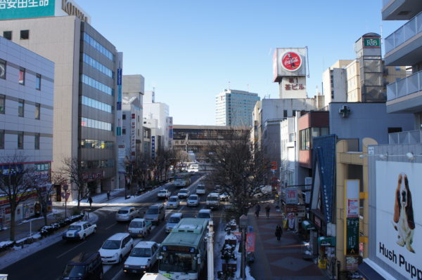 Morioka: Blick zum Hauptbahnhof der Stadt