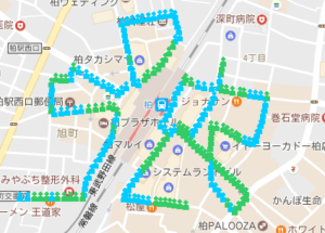 Radioaktivität rund um den Bahnhof Kashiwa im Mai 2014
