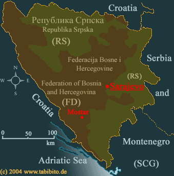 Clickable map of Bosnia and Hercegovina