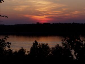Ruse: Sundown at the river Danube (the other shore side is Romania)