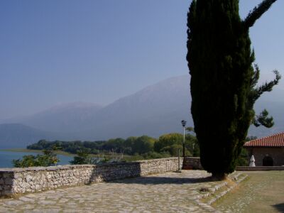 In Sveti Naum mit Blick auf die Galicica-Berge