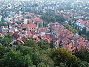Ljubljana: View from the castle over parts of the old town
