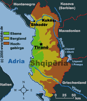Anklickbare Karte von Albanien