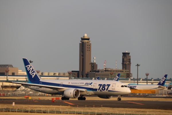 Dreamliner der ANA - eine der beiden grossen japanischen Fluglinien - auf dem Tarmac des Internationalen Flughafens Narita