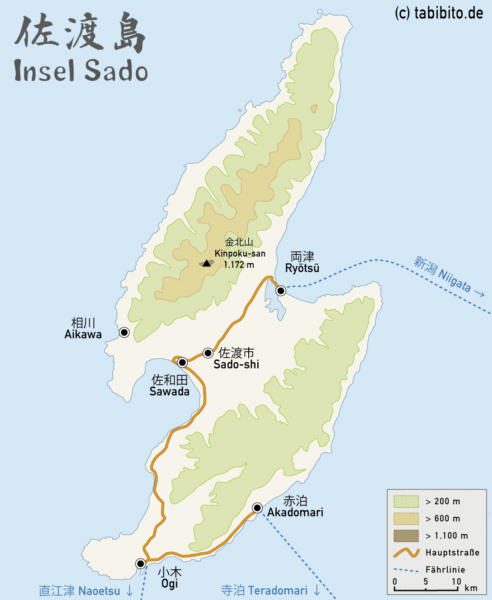 Karte der Insel Sado
