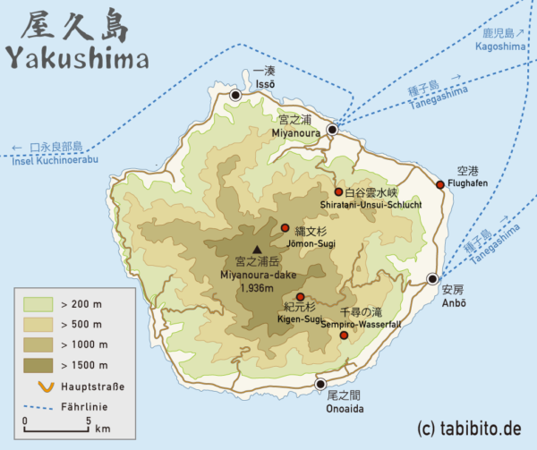 Karte der Insel Yakushima