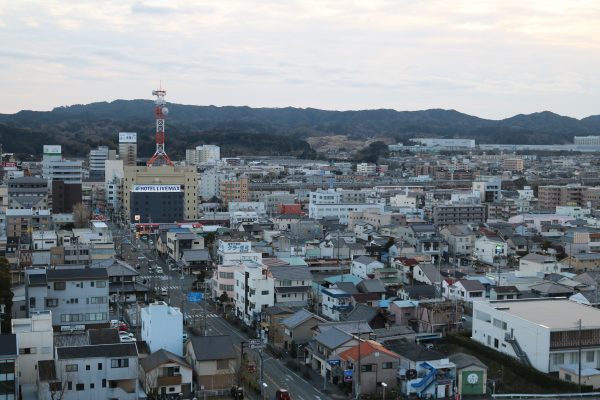 Blick auf das Stadtzentrum von Kakegawa