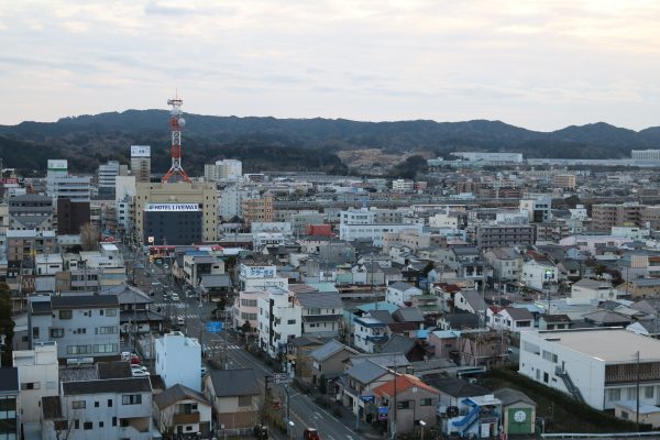 Blick auf das Stadtzentrum von Kakegawa