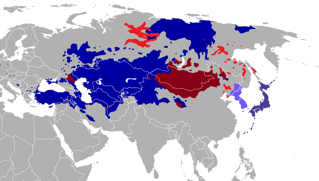 Verteilung altaischer Sprachen in Eurasien
