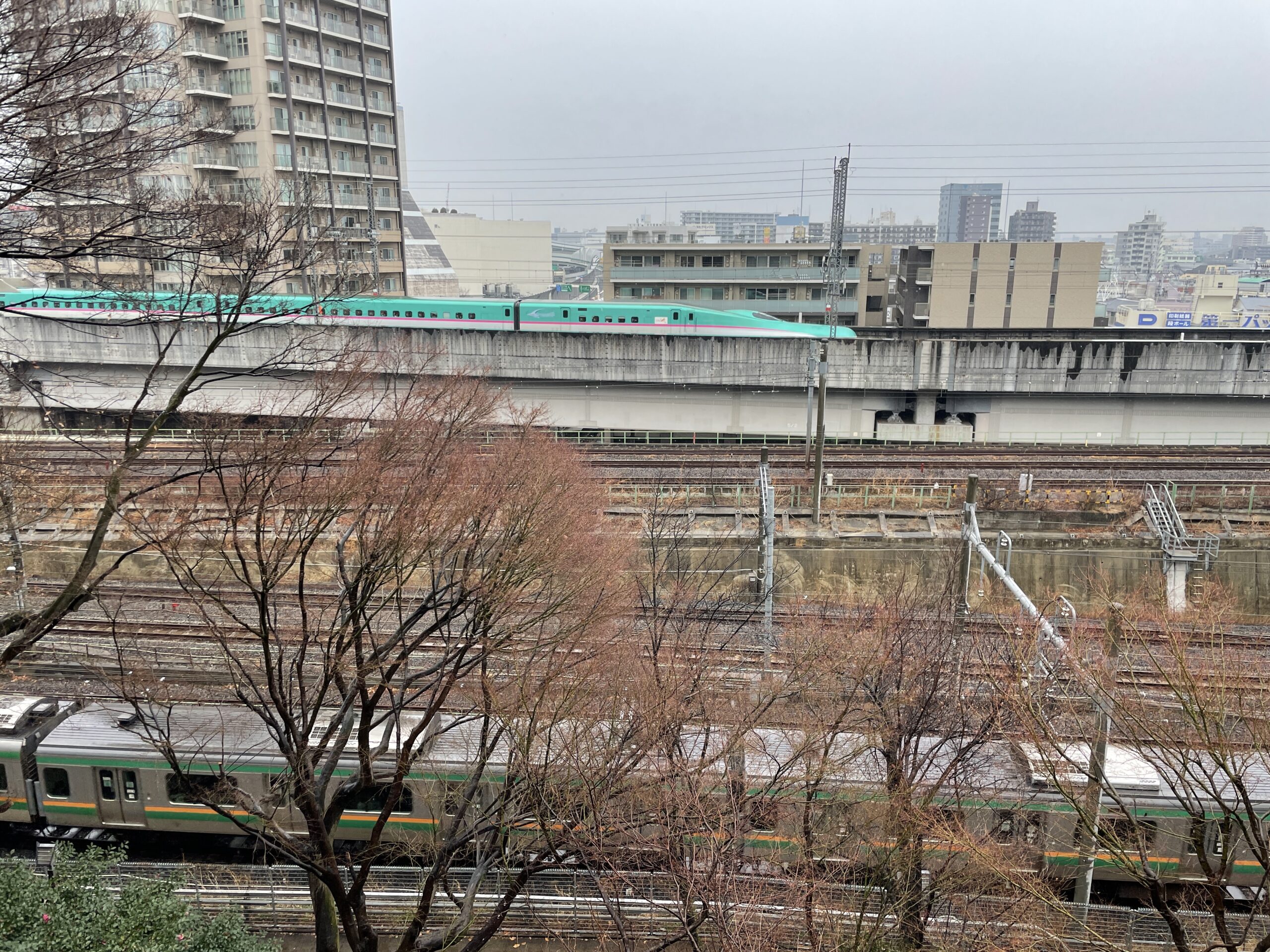 Blick vom Asukayama auf die zahlreichen Bahntrassen in Kita-ku