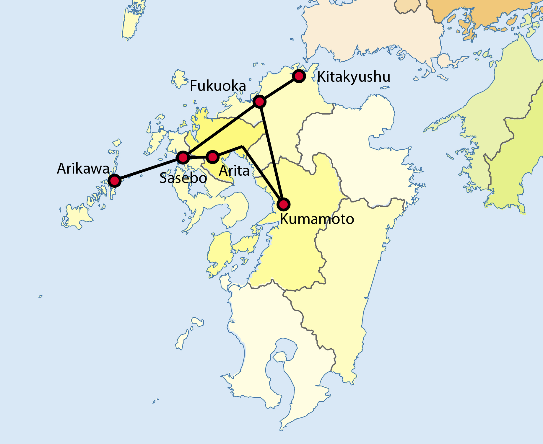 Nord-Kyushu-Reiseroute im Juni 2022
