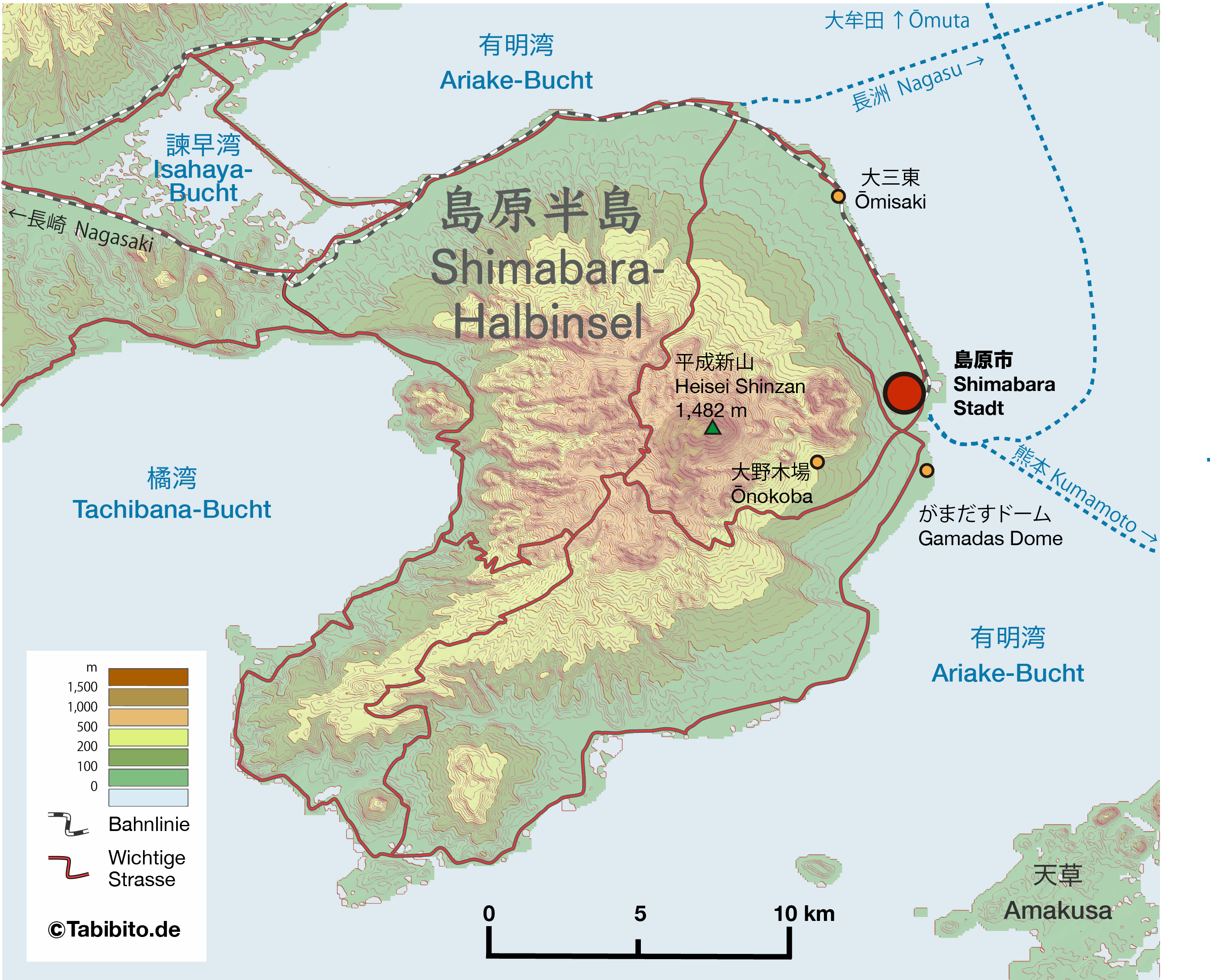 Karte der Shimabara-Halbinsel