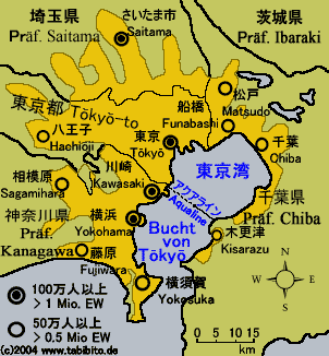 Verstaedterung und administrative Einheiten in der Kanto-Region