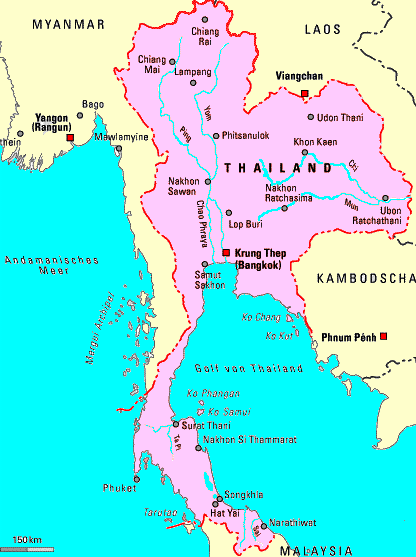 Politische Karte Thailands