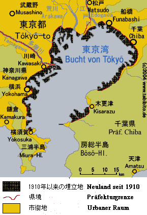 Neuland in der Bucht von Tokyo