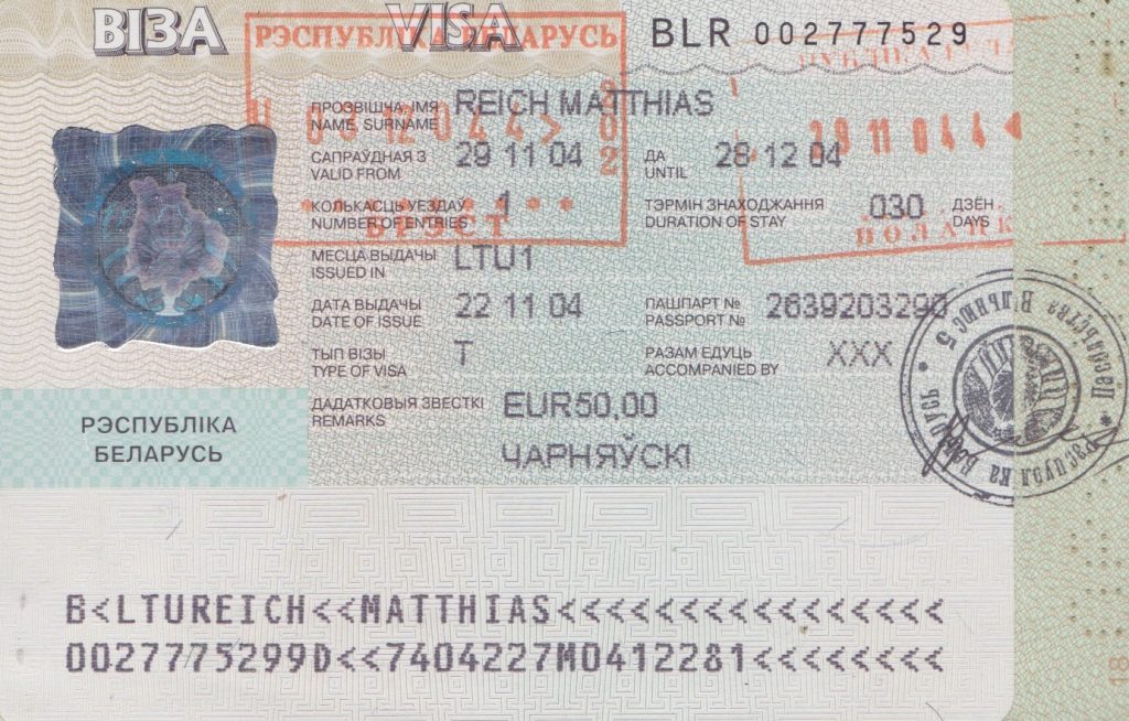Teurer Spass: Visum (einen Monat gültig) für Belarus