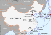 Karte der VR China und Reiseroute (anklickbar)