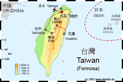 Anklickbare Karte von Taiwan