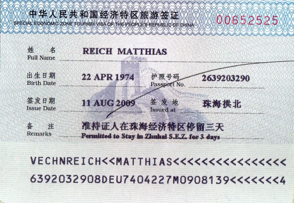 3-Tage-Visum für Zhuhai