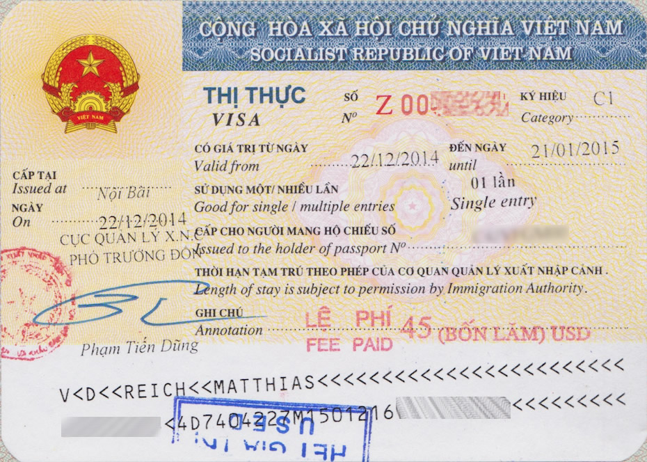 Vietnamesisches Visum - gültig einen Monat