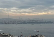 Blick vom Galata-Turm über den Bosporus auf die asiatische Seite von Istanbul